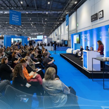 OI image of ocean futures theatre's audience and speaker